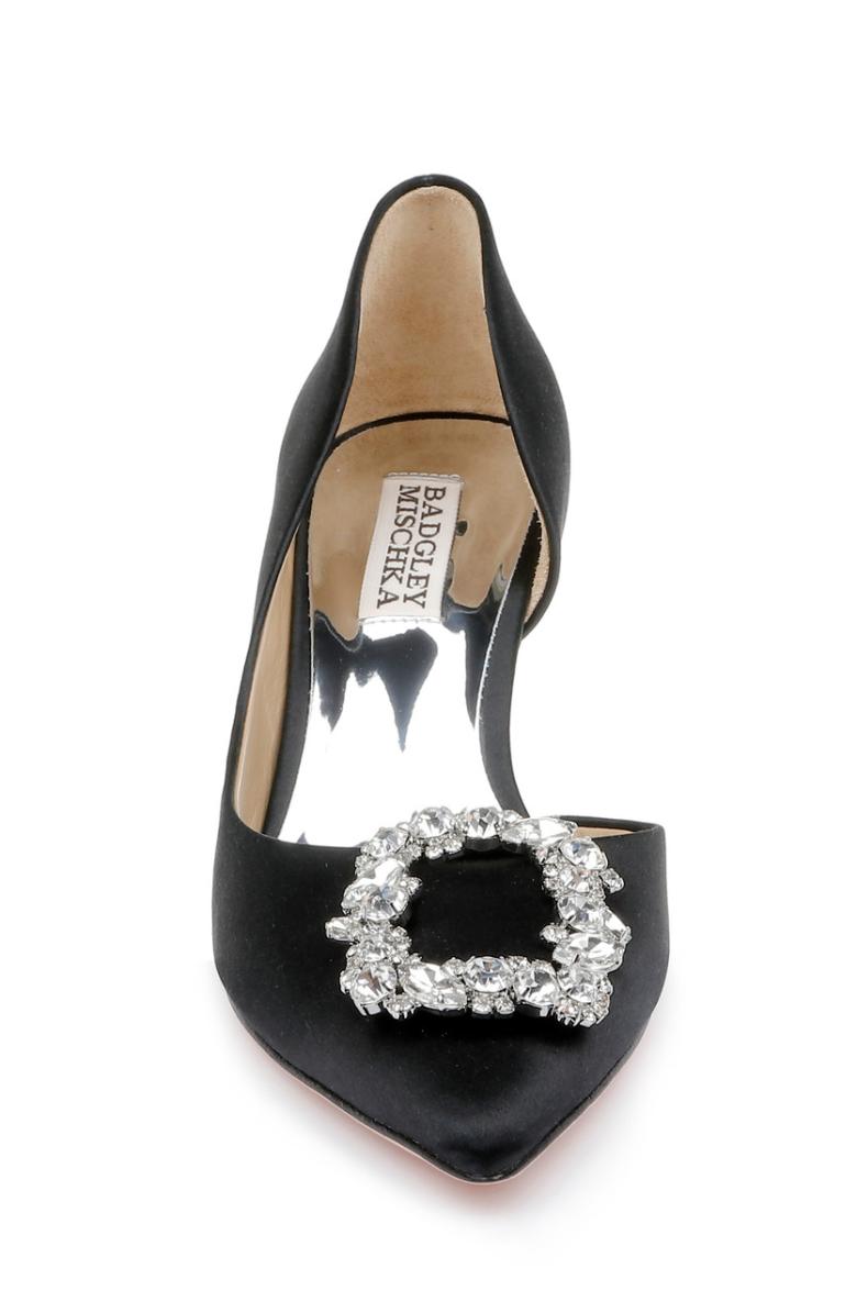 Badgley Mischka Fabia II Kitten Heels With Crystal Buckle Black | Women Kitten Heel
