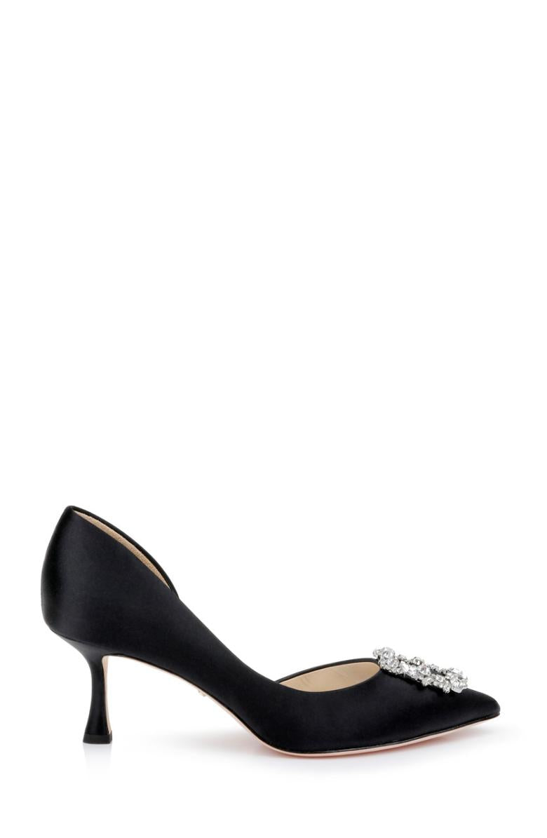 Badgley Mischka Fabia II Kitten Heels With Crystal Buckle Black | Women Kitten Heel