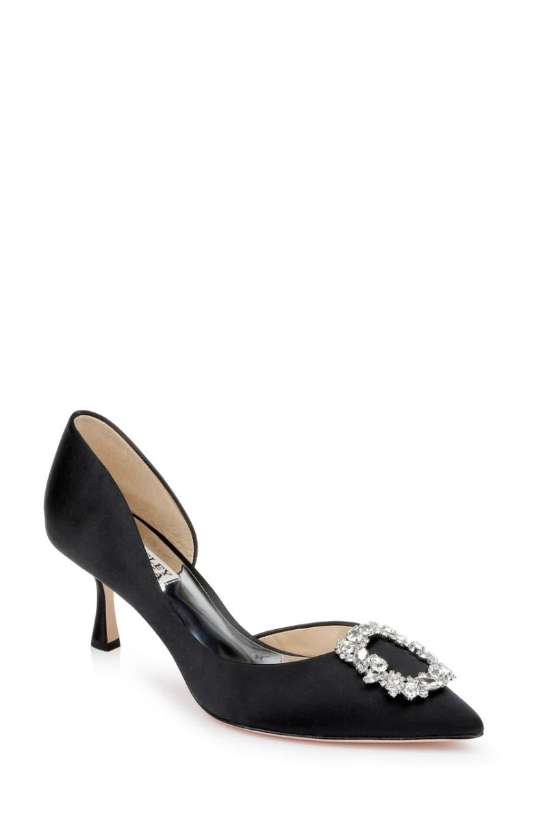 Badgley Mischka Fabia II Kitten Heels With Crystal Buckle Black | Women Kitten Heel