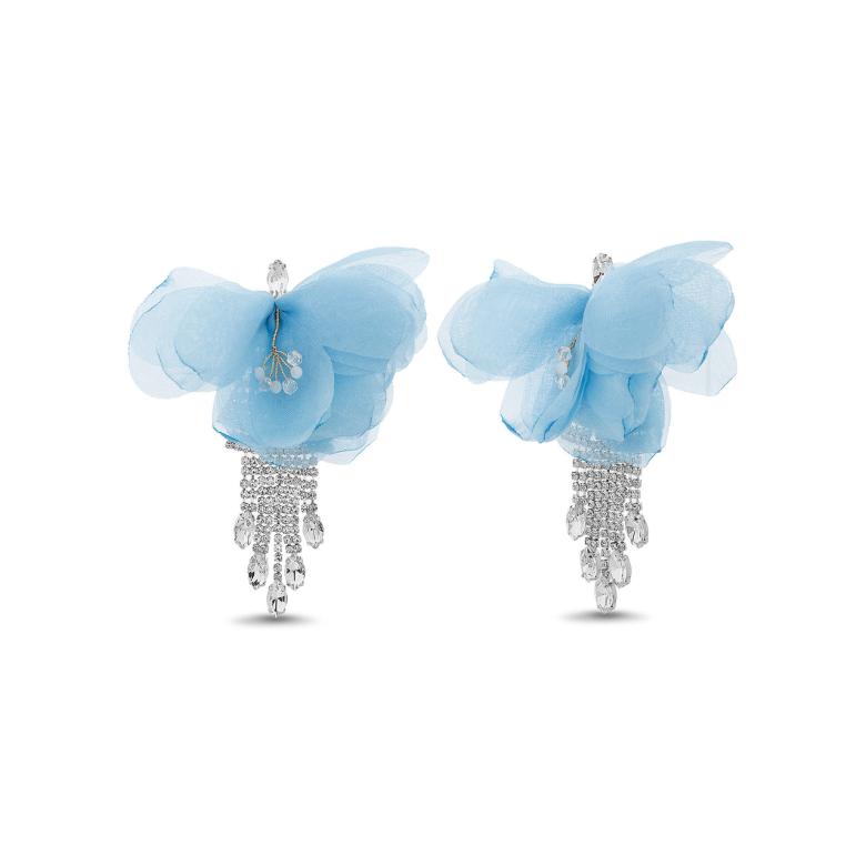 Badgley Mischka Fabric Flower And Crystal Waterfall Earrings | Women Fashion Jewelry