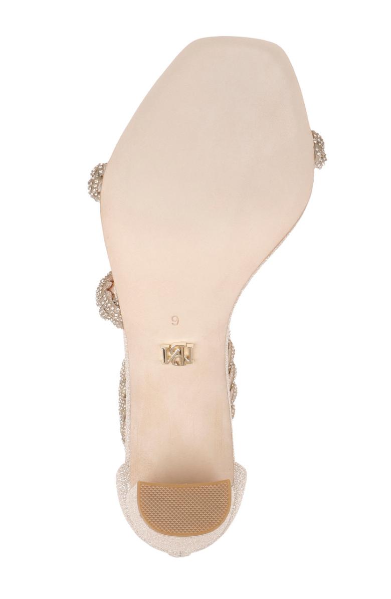 Badgley Mischka Fenix Braided Rhinestone Block Heels Soft Gold | Women Block Heels