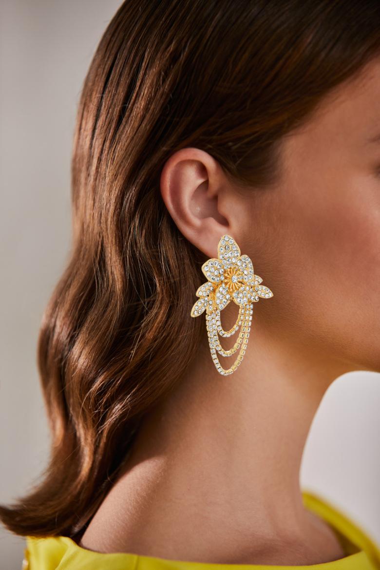 Badgley Mischka Fetching Floral Earrings With Swag | Women Fashion Jewelry