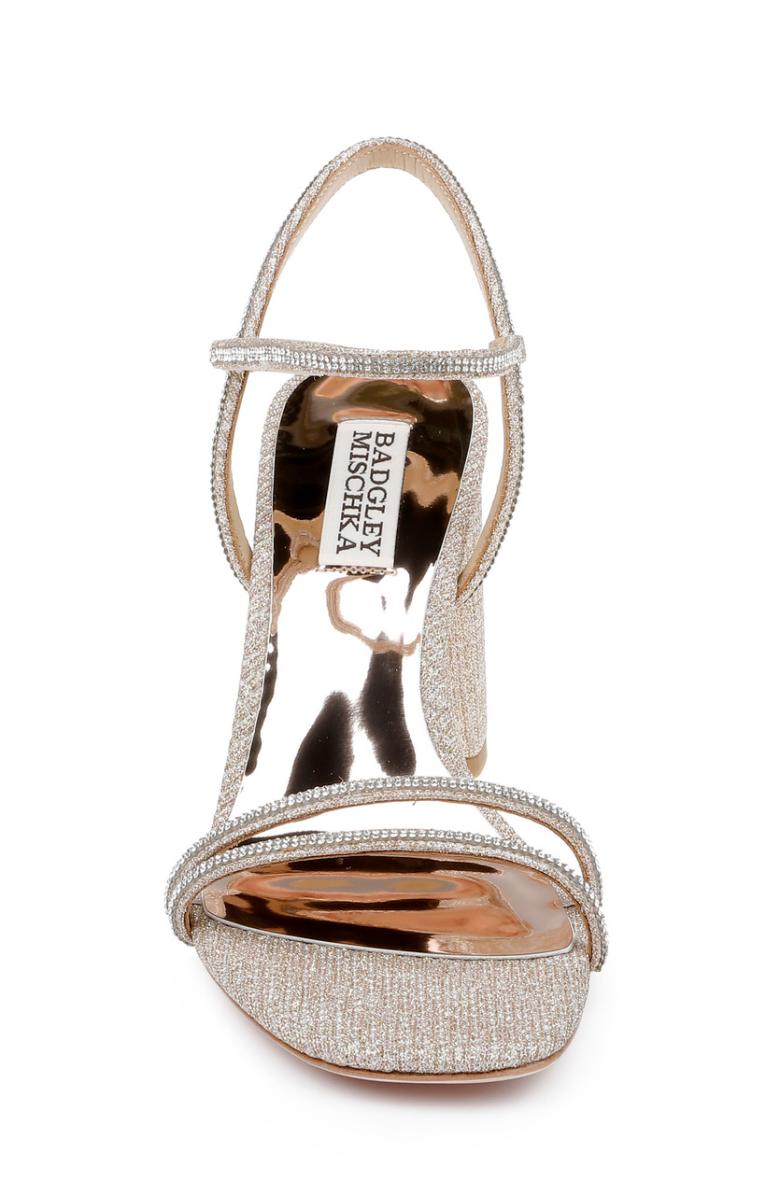 Badgley Mischka Firey Bejeweled Block Heel Sandal Pale Gold | Women Block Heels