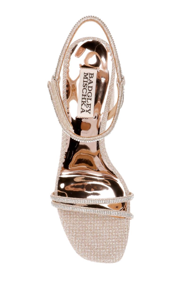 Badgley Mischka Firey Bejeweled Block Heel Sandal Pale Gold | Women Block Heels