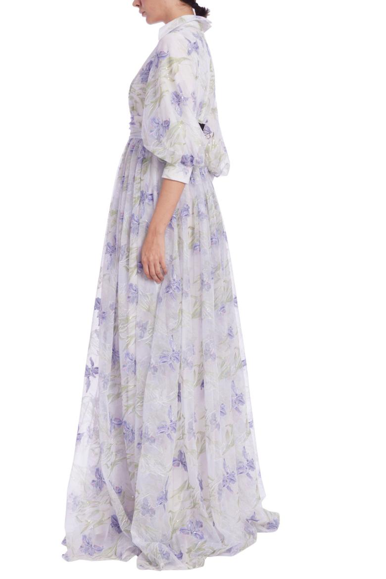 Badgley Mischka Floral Embroidered Gown Lilac Multi | Women Gowns