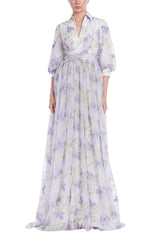 Badgley Mischka Floral Embroidered Gown Lilac Multi | Women Gowns