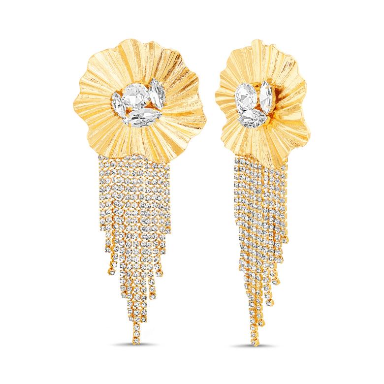 Badgley Mischka Floral Fan Statement Waterfall Earring | Women Fashion Jewelry