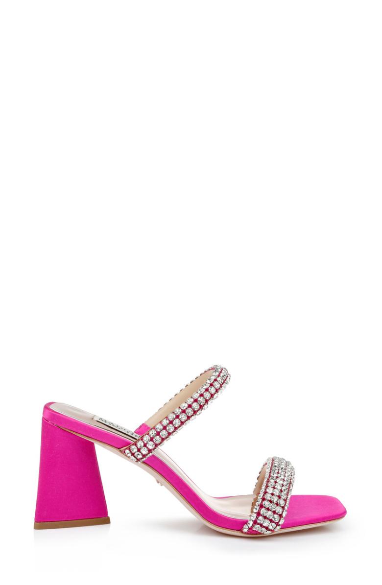 Badgley Mischka Frankie Bejeweled Block Heel Slide Fuchsia | Women Block Heels