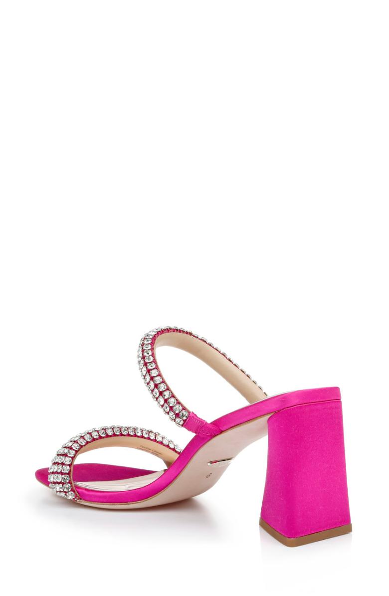 Badgley Mischka Frankie Bejeweled Block Heel Slide Fuchsia | Women Block Heels