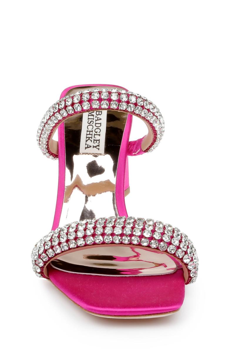 Badgley Mischka Frankie Bejeweled Block Heel Slide Fuchsia | Women Block Heels