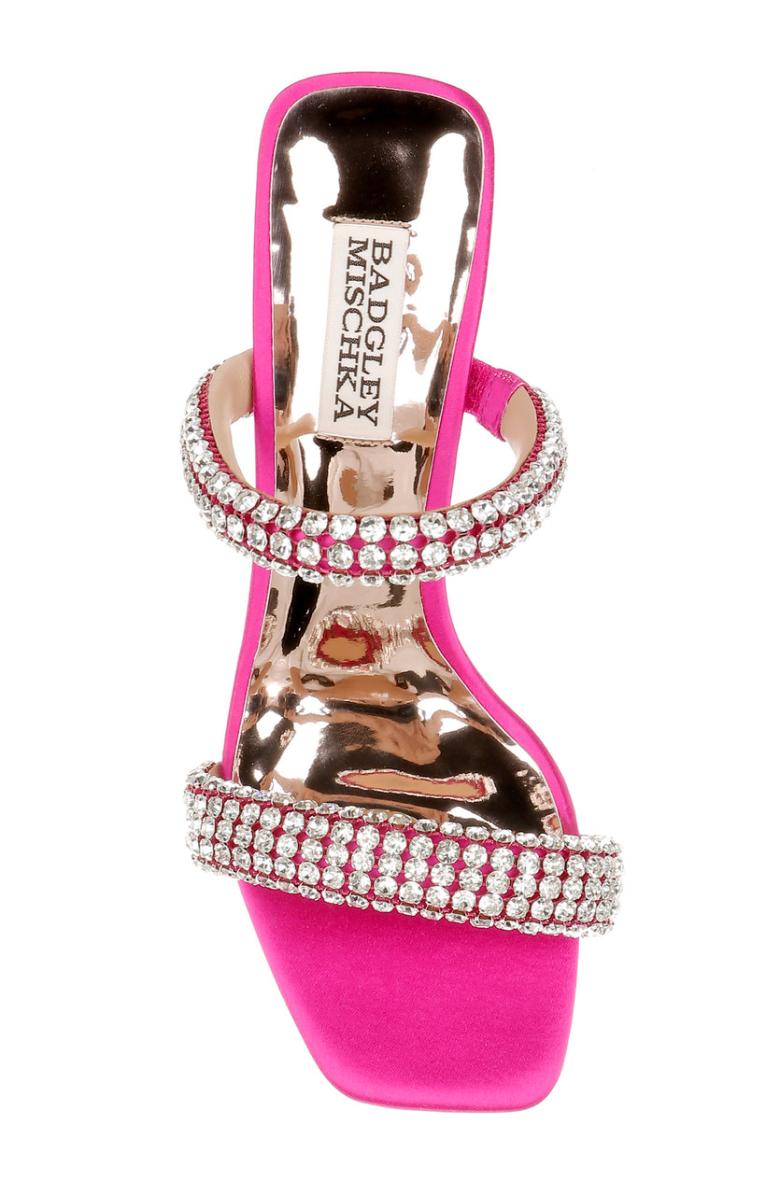 Badgley Mischka Frankie Bejeweled Block Heel Slide Fuchsia | Women Block Heels