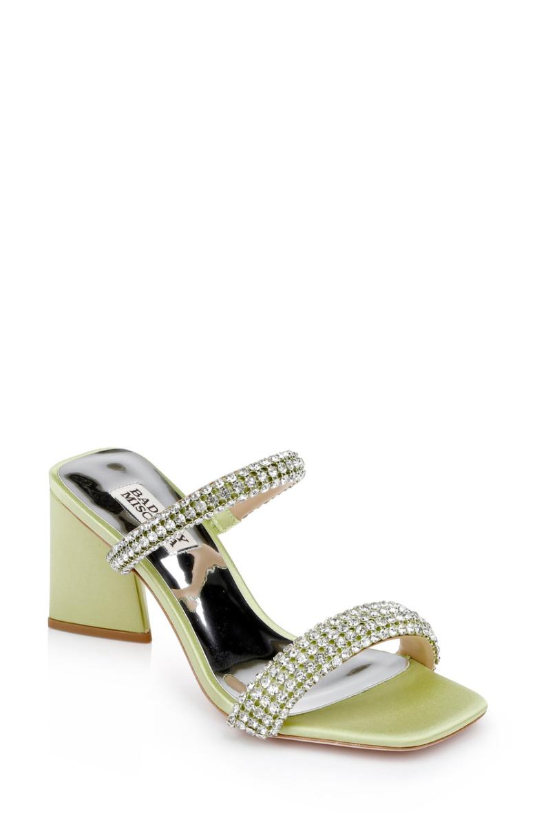 Badgley Mischka Frankie Bejeweled Block Heel Slide Fuchsia | Women Block Heels