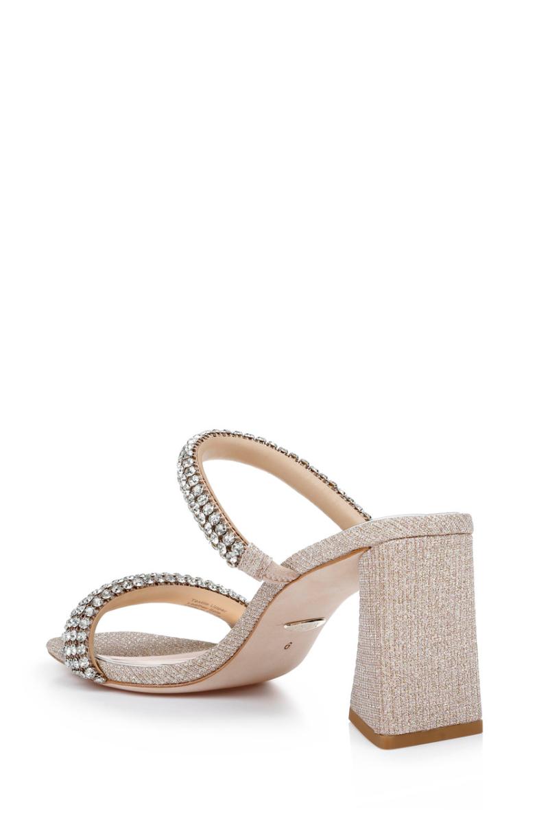 Badgley Mischka Frankie Bejeweled Block Heel Slide Fuchsia | Women Block Heels