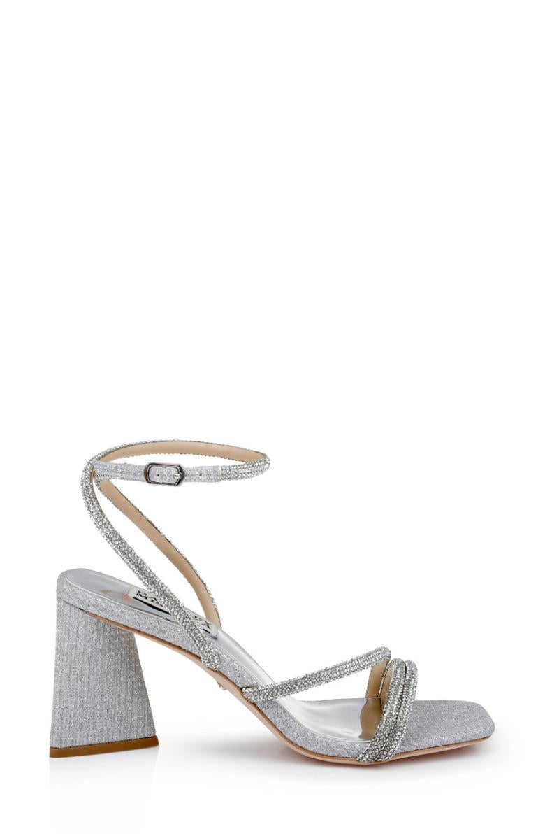 Badgley Mischka Freedom Glitter Block Heel With Bejeweled Straps Pale Gold | Women Block Heels