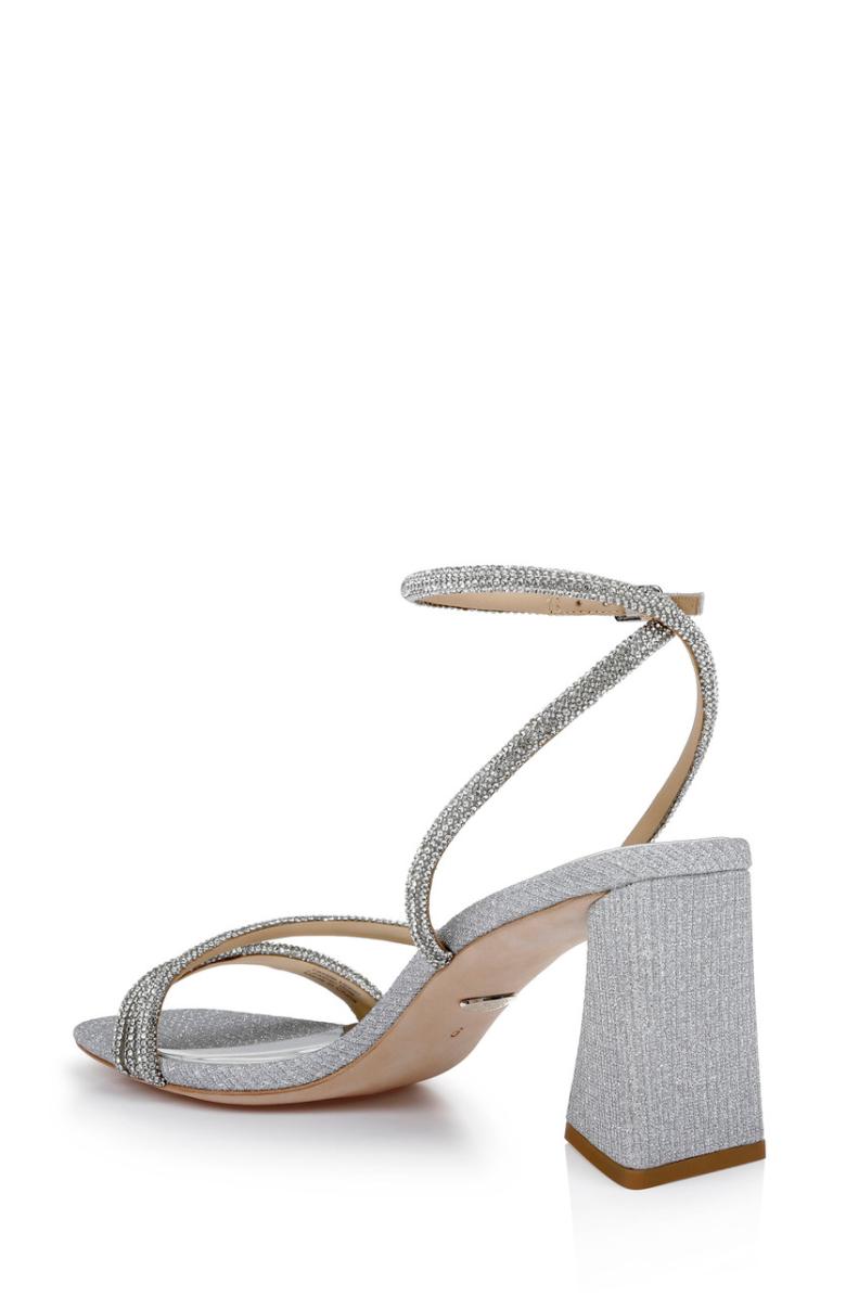 Badgley Mischka Freedom Glitter Block Heel With Bejeweled Straps Pale Gold | Women Block Heels