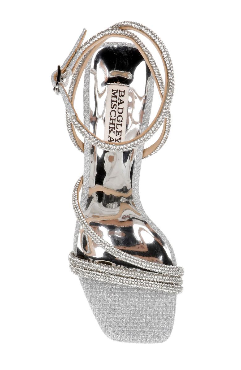 Badgley Mischka Freedom Glitter Block Heel With Bejeweled Straps Pale Gold | Women Block Heels