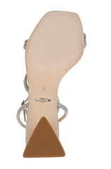 Badgley Mischka Freedom Glitter Block Heel With Bejeweled Straps Pale Gold | Women Block Heels