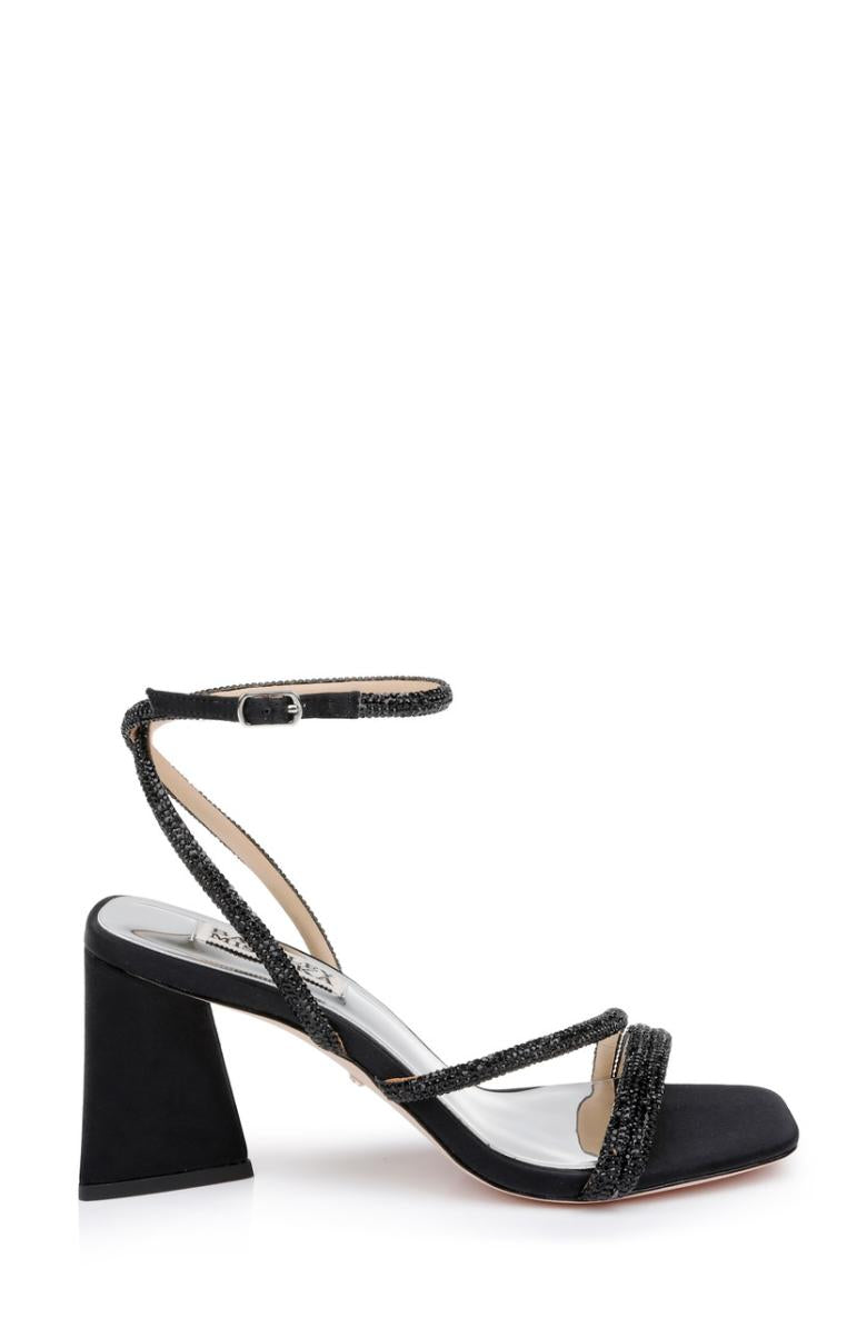 Badgley Mischka Freedom Glitter Block Heel With Bejeweled Straps Pale Gold | Women Block Heels