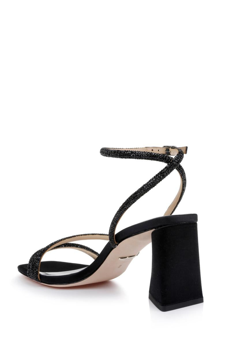 Badgley Mischka Freedom Glitter Block Heel With Bejeweled Straps Pale Gold | Women Block Heels