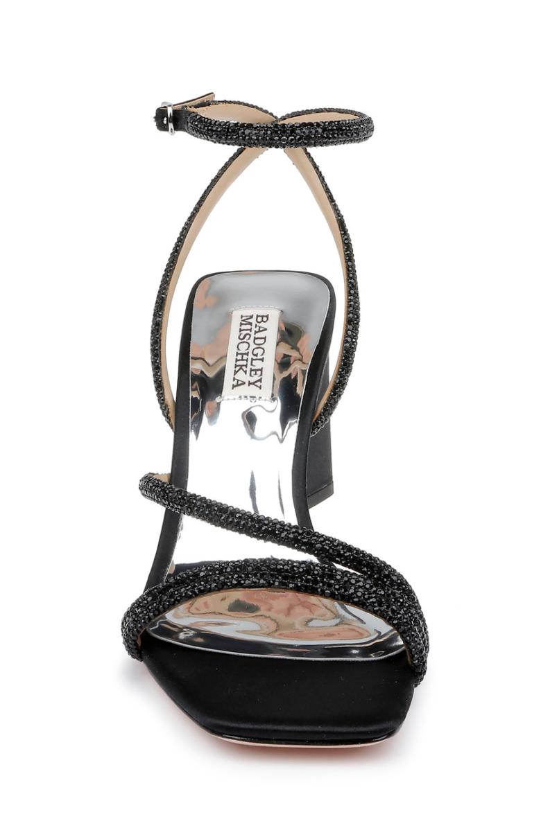 Badgley Mischka Freedom Glitter Block Heel With Bejeweled Straps Pale Gold | Women Block Heels