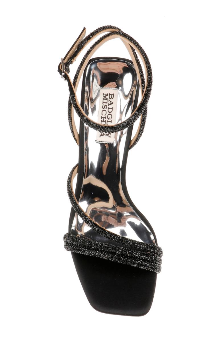 Badgley Mischka Freedom Glitter Block Heel With Bejeweled Straps Pale Gold | Women Block Heels