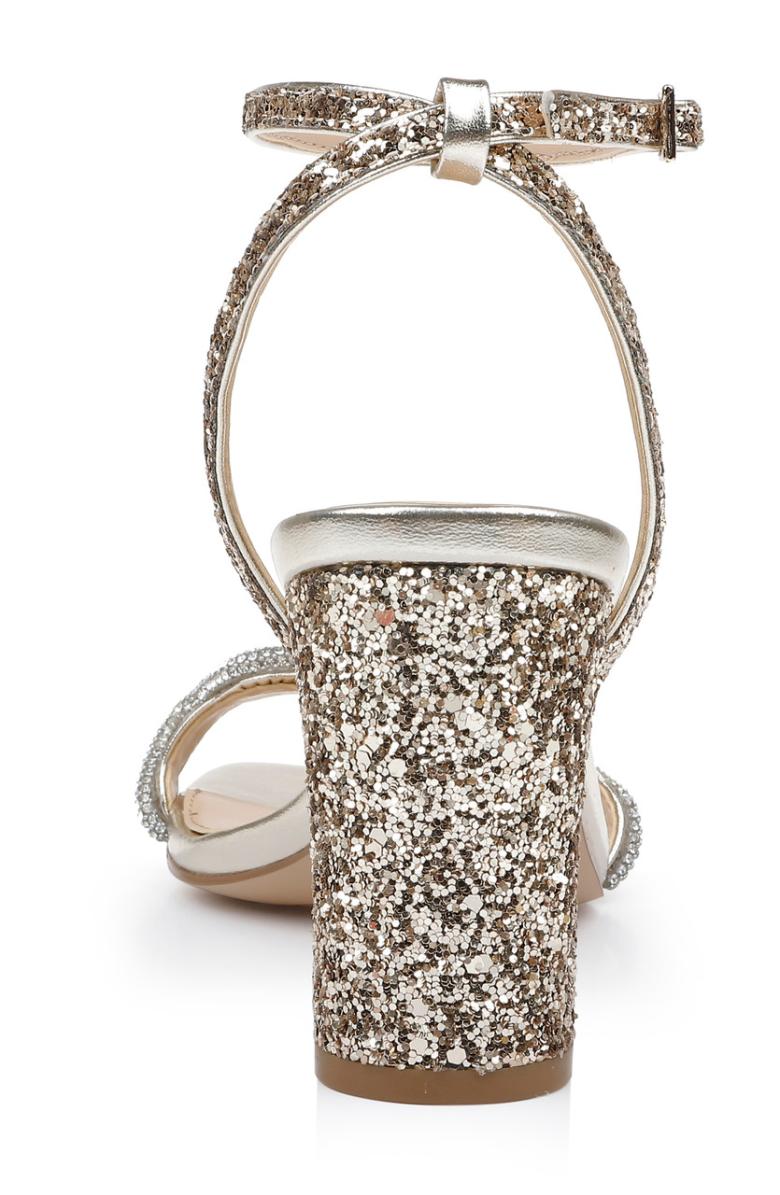 Badgley Mischka Gem Glitter Block Heel Sandal Gold | Women Block Heels