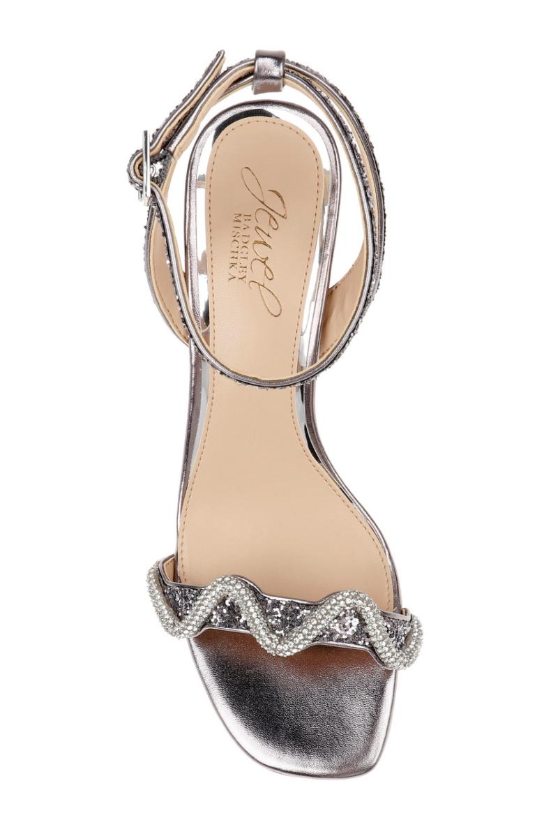 Badgley Mischka Gem Glitter Block Heel Sandal Gold | Women Block Heels