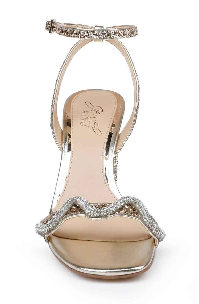 Badgley Mischka Gem Glitter Block Heel Sandal Gold | Women Block Heels