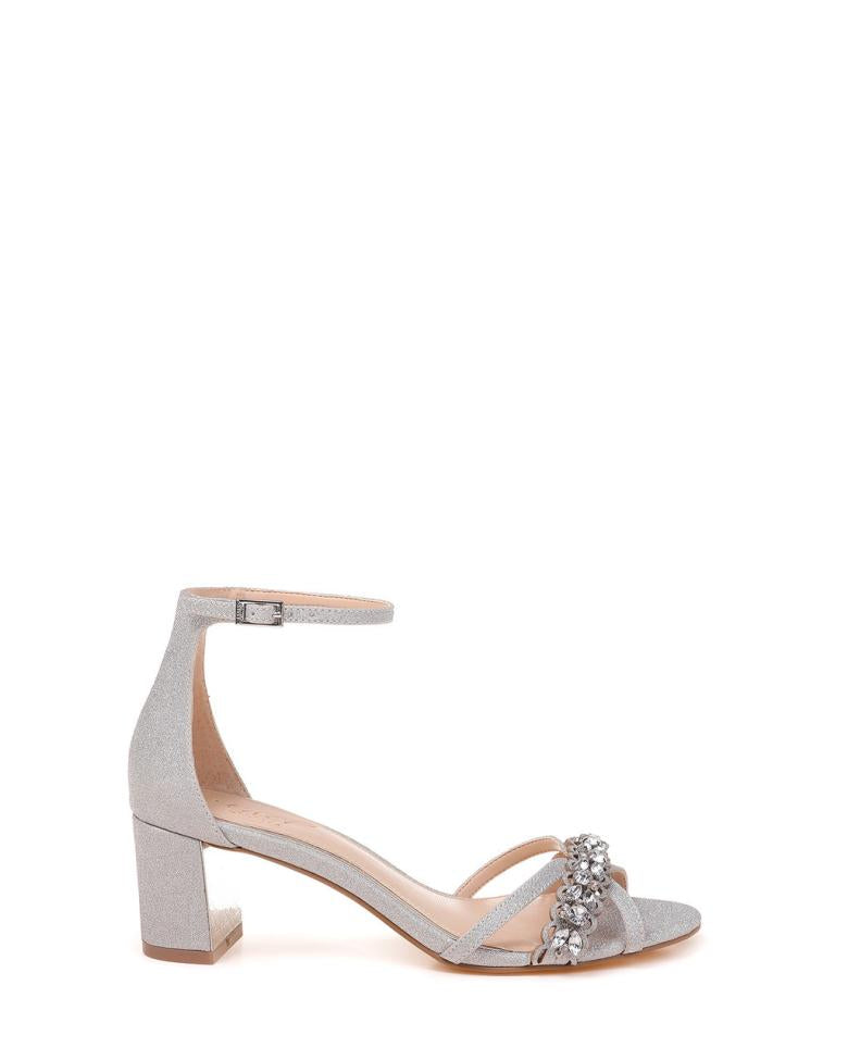 Badgley Mischka Giona Wide-With Embellished Evening Shoe From Jewel Champagne | Women Block Heels