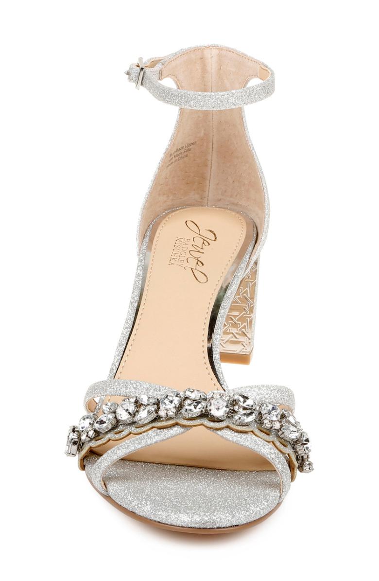 Badgley Mischka Giona Wide-With Embellished Evening Shoe From Jewel Champagne | Women Block Heels