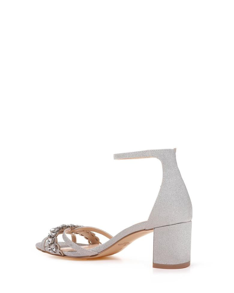 Badgley Mischka Giona Wide-With Embellished Evening Shoe From Jewel Champagne | Women Block Heels