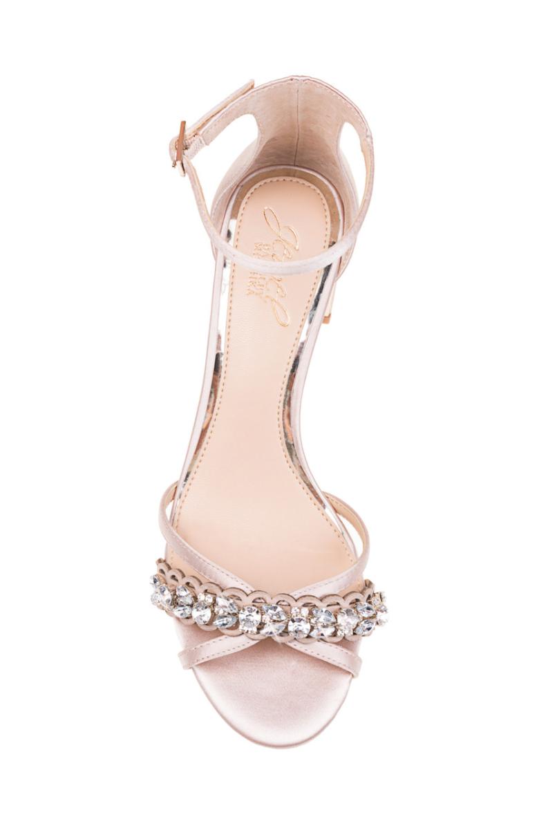 Badgley Mischka Giona Wide-With Embellished Evening Shoe From Jewel Champagne | Women Block Heels