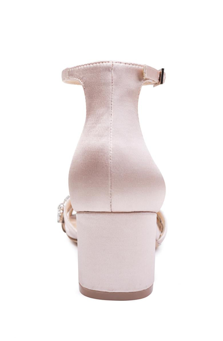 Badgley Mischka Giona Wide-With Embellished Evening Shoe From Jewel Champagne | Women Block Heels