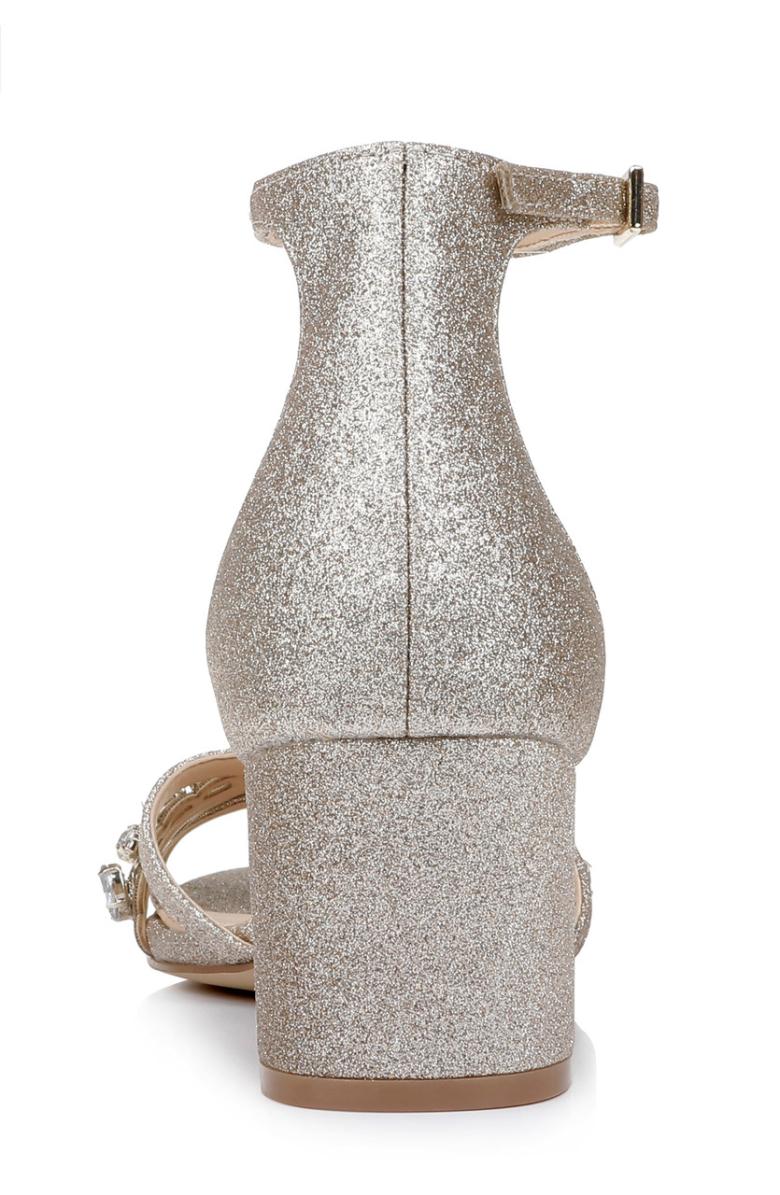 Badgley Mischka Giona Wide-With Embellished Evening Shoe From Jewel Champagne | Women Block Heels