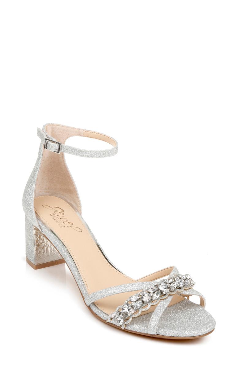 Badgley Mischka Giona Wide-With Embellished Evening Shoe From Jewel Champagne | Women Block Heels