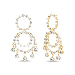 Badgley Mischka Gold Dual-Circle Crystal Cascade Drop Earrings | Women Fashion Jewelry