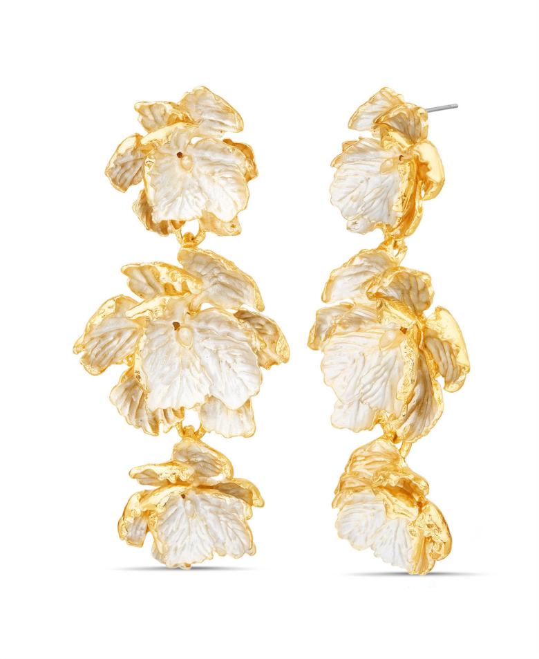 Badgley Mischka Golden 3-Tier Floral Drop Earrings | Women Fashion Jewelry