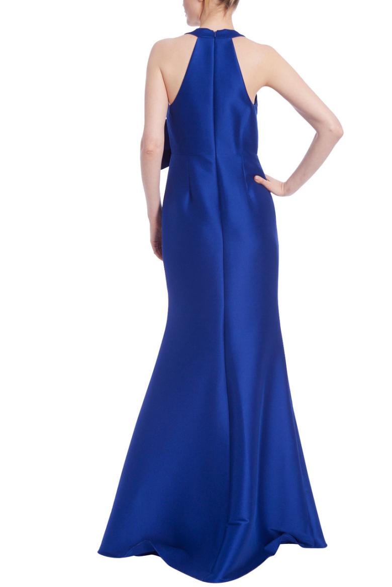 Badgley Mischka Halter Bow Front Gown Cobalt | Women Gowns