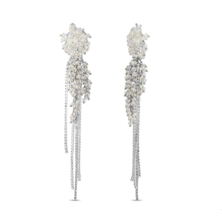 Badgley Mischka Hand-Beaded Crystal Cluster Fringe Earring | Women Fashion Jewelry