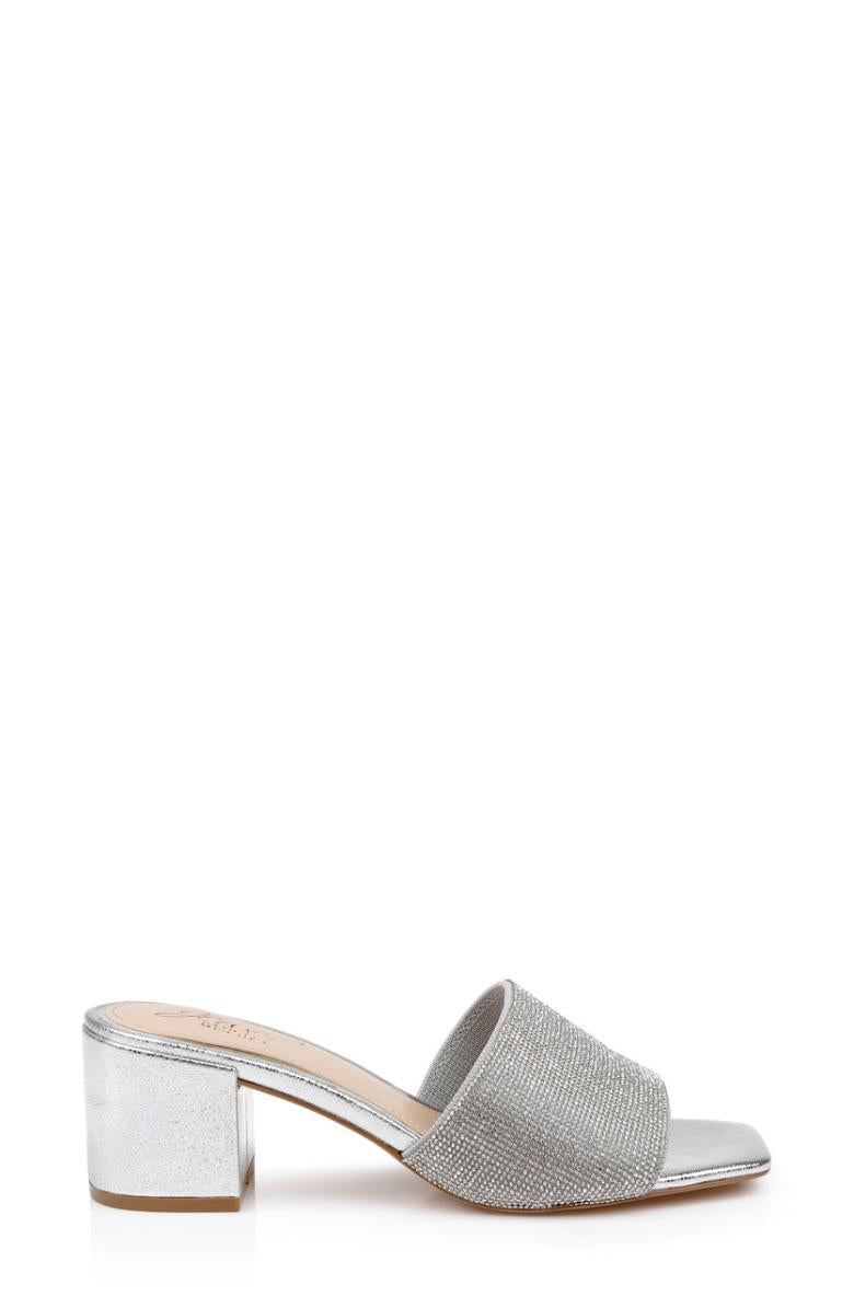 Badgley Mischka Harlyn Block Heeled Mules With Crystal Vamp Black | Women Block Heels