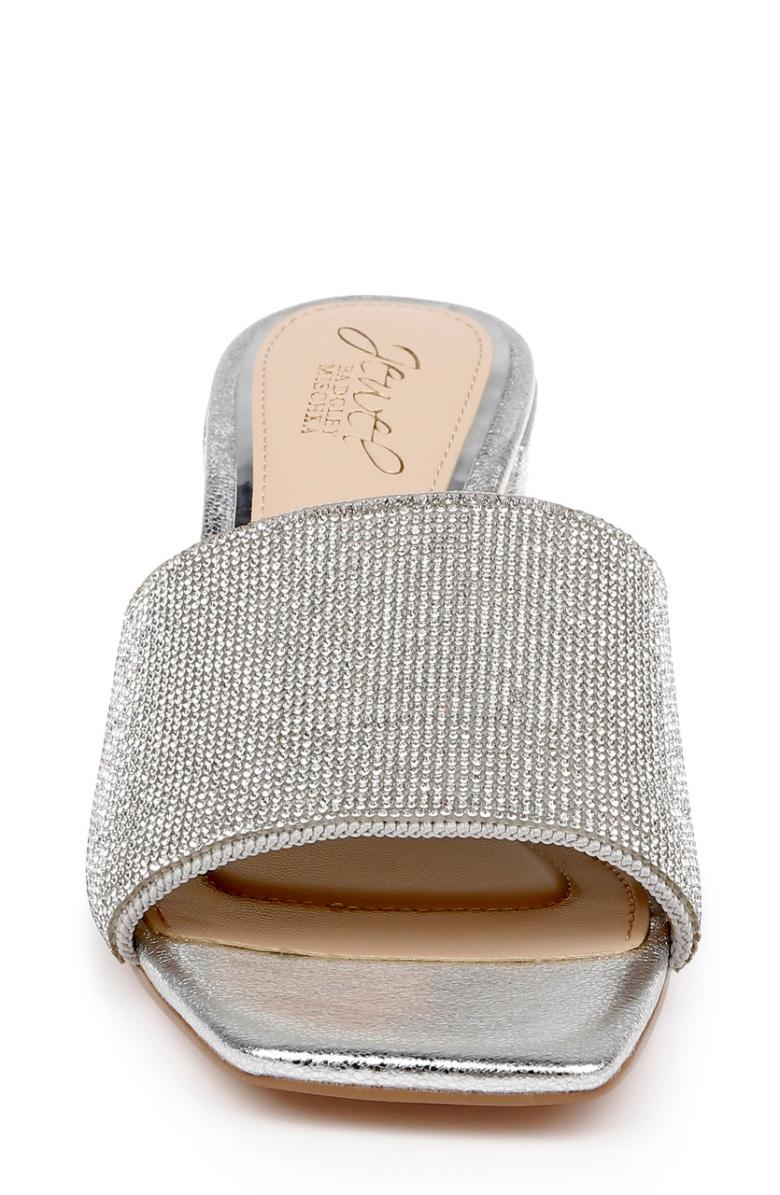 Badgley Mischka Harlyn Block Heeled Mules With Crystal Vamp Black | Women Block Heels