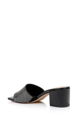 Badgley Mischka Harlyn Block Heeled Mules With Crystal Vamp Black | Women Block Heels