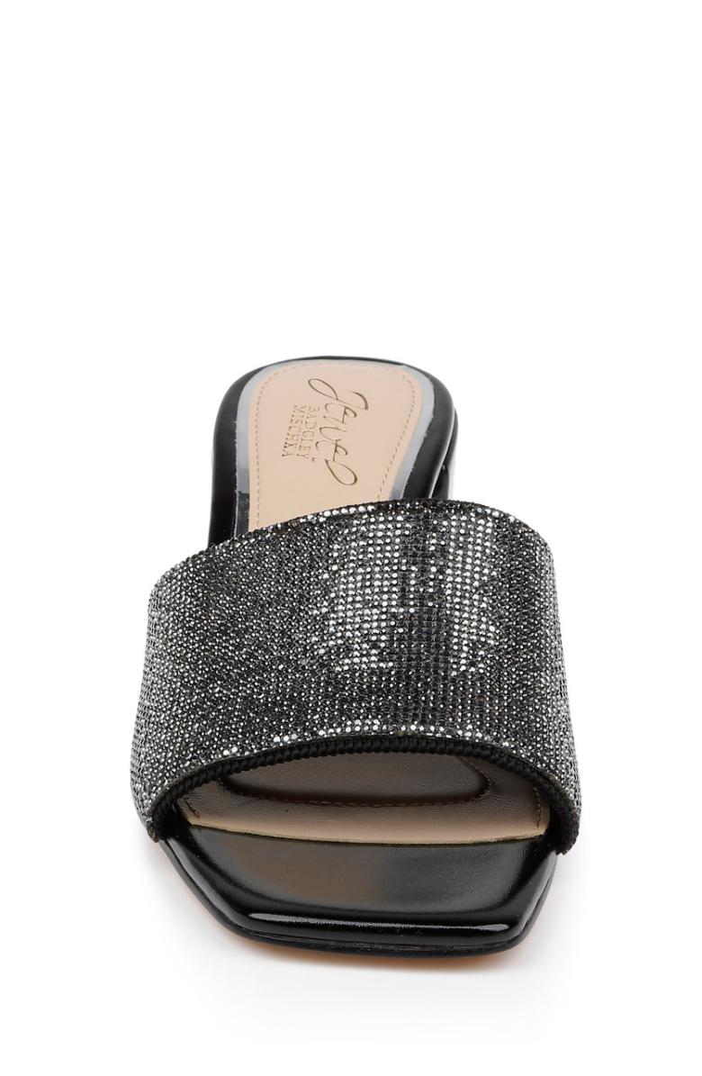 Badgley Mischka Harlyn Block Heeled Mules With Crystal Vamp Black | Women Block Heels