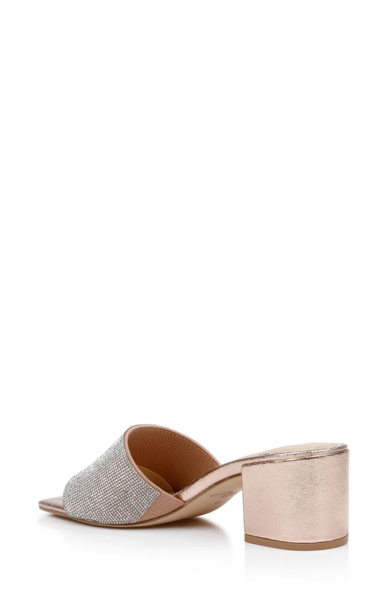 Badgley Mischka Harlyn Block Heeled Mules With Crystal Vamp Black | Women Block Heels