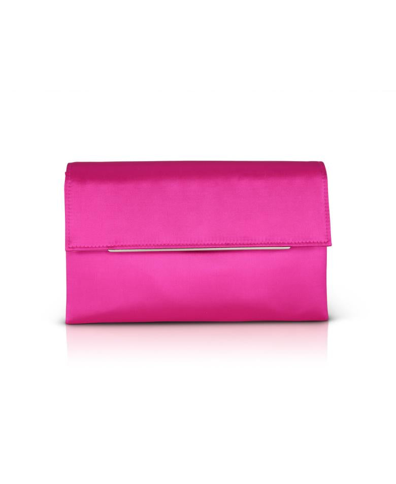 Badgley Mischka Harper Satin Envelope Clutch With Bar Hot Pink | Women Evening Bags