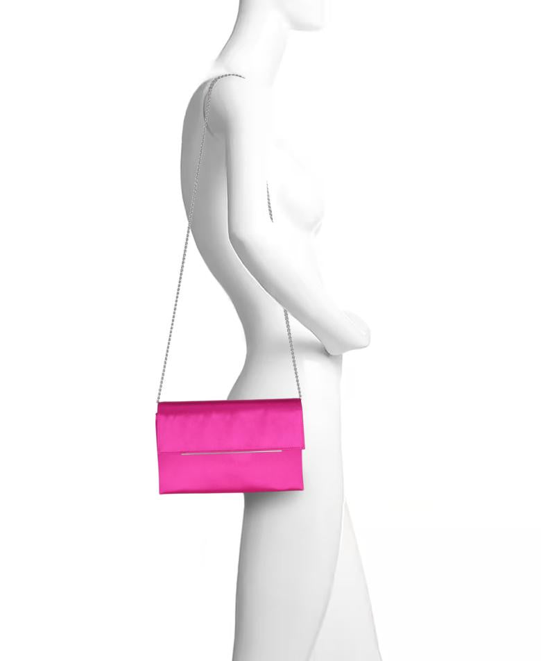 Badgley Mischka Harper Satin Envelope Clutch With Bar Hot Pink | Women Evening Bags