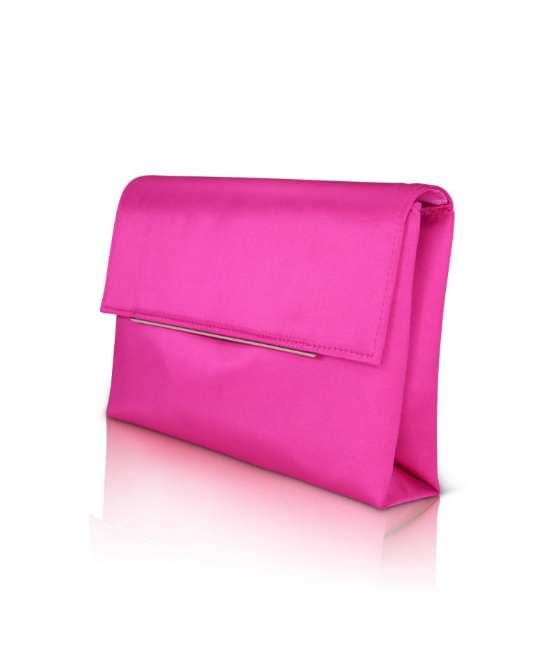 Badgley Mischka Harper Satin Envelope Clutch With Bar Hot Pink | Women Evening Bags