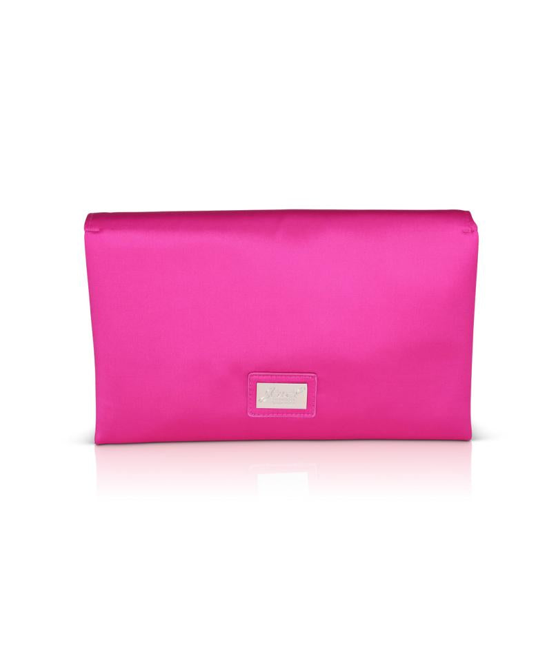 Badgley Mischka Harper Satin Envelope Clutch With Bar Hot Pink | Women Evening Bags