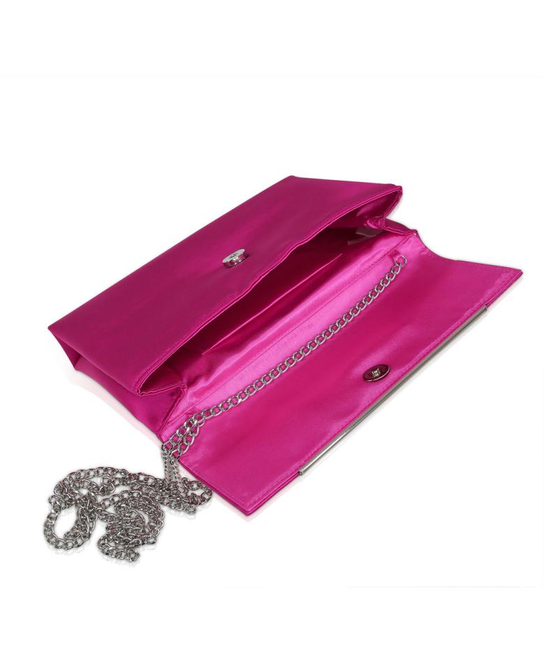 Badgley Mischka Harper Satin Envelope Clutch With Bar Hot Pink | Women Evening Bags