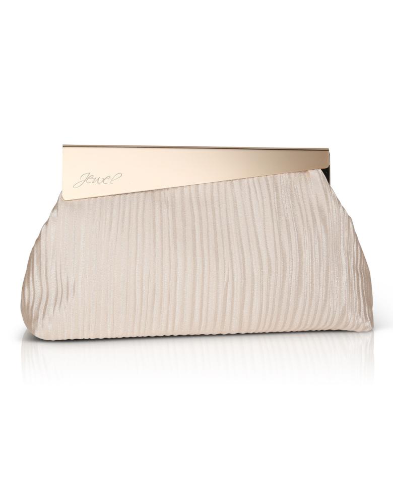 Badgley Mischka Haven Textural Satin Asymmetric Frame Champagne | Women Evening Bags